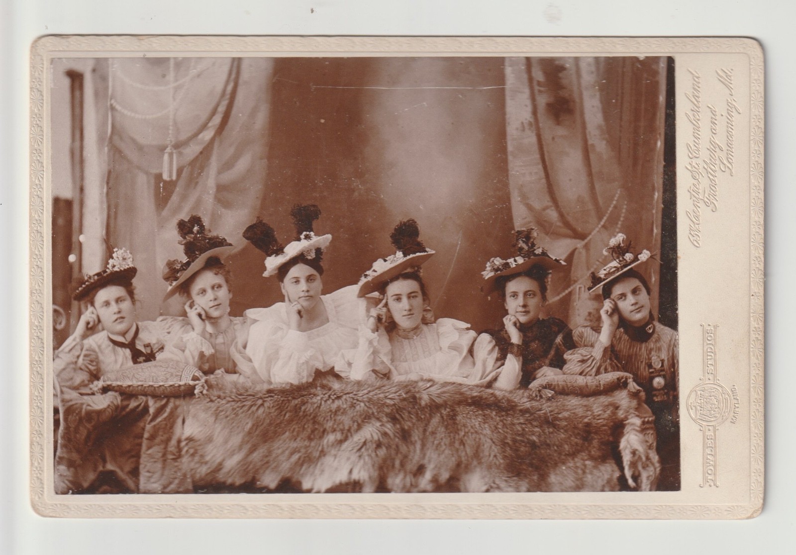 ANTIQUE CABINET CARD: PRETTY YOUNG WOMEN, FANCY VICTORIAN HATS, CUMBERLAND, MD ANTIQUE CABINET CARD: PRETTY YOUNG WOMEN, FANCY VICTORIAN HATS, CUMBERLAND, MD