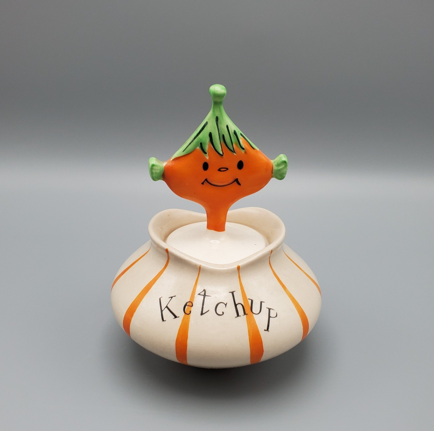 Vintage 1958 Holt Howard Pixieware Ketchup Jar Tomato Head Spoofy Spoon MCM Vintage 1958 Holt Howard Pixieware Ketchup Jar Tomato Head Spoofy Spoon MCM