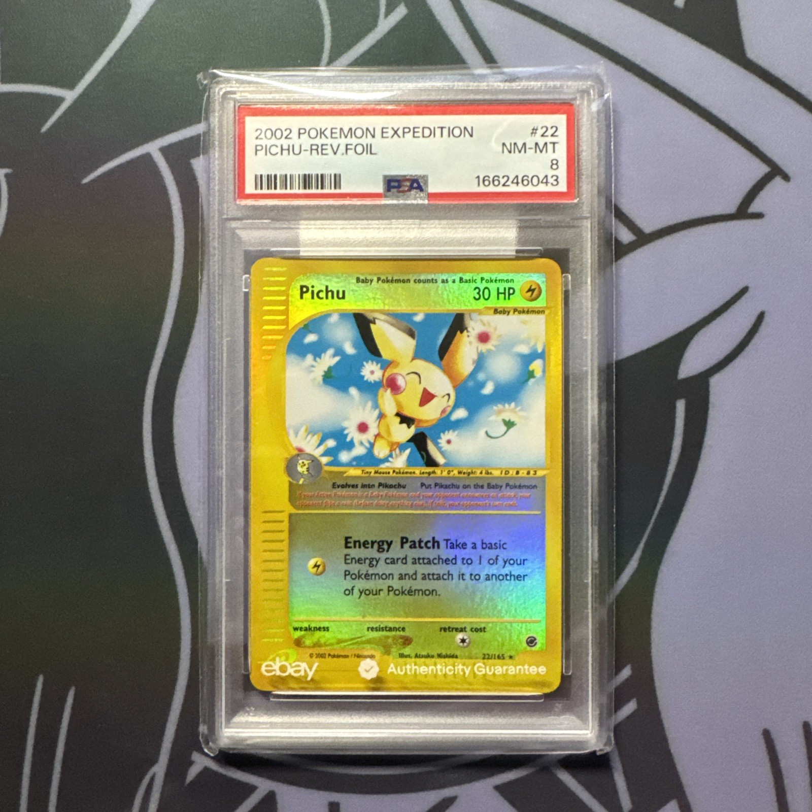 PSA 8 Pokemon Pichu 22/165 Reverse Holo Foil Expedition Vintage Low Pop