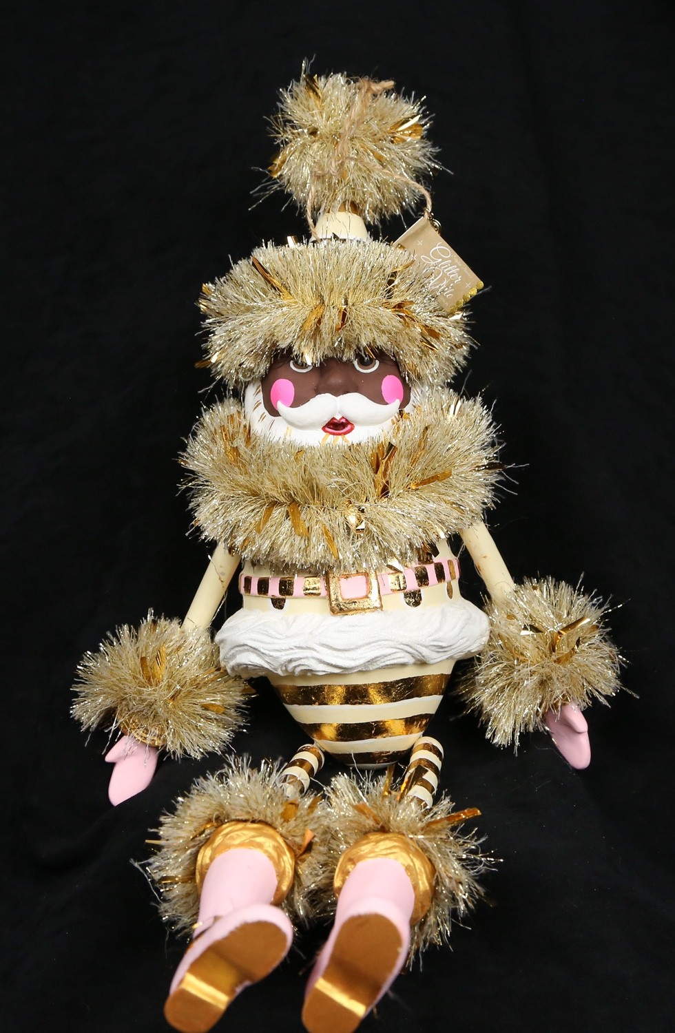 NWT ~16.5” Glitterville Papa Noel Figurine Christmas Décor African Black Blush