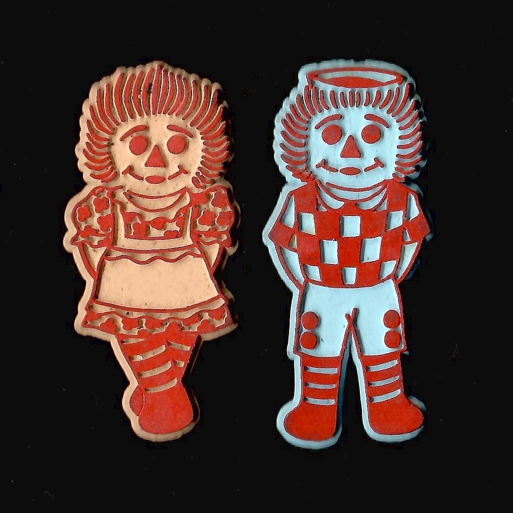 Raggedy Ann & Andy Lot Vtg Flexible Novelty Magnet Rubber Fridge  \'70s
