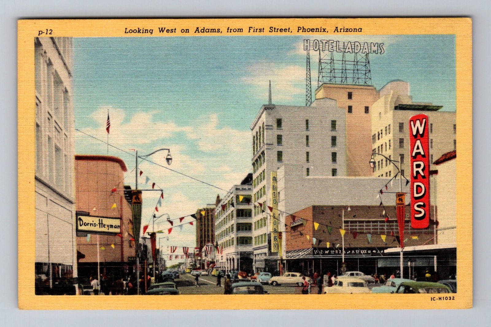 Phoenix AZ-Arizona, Adams Street View, Downtown, Vintage Postcard