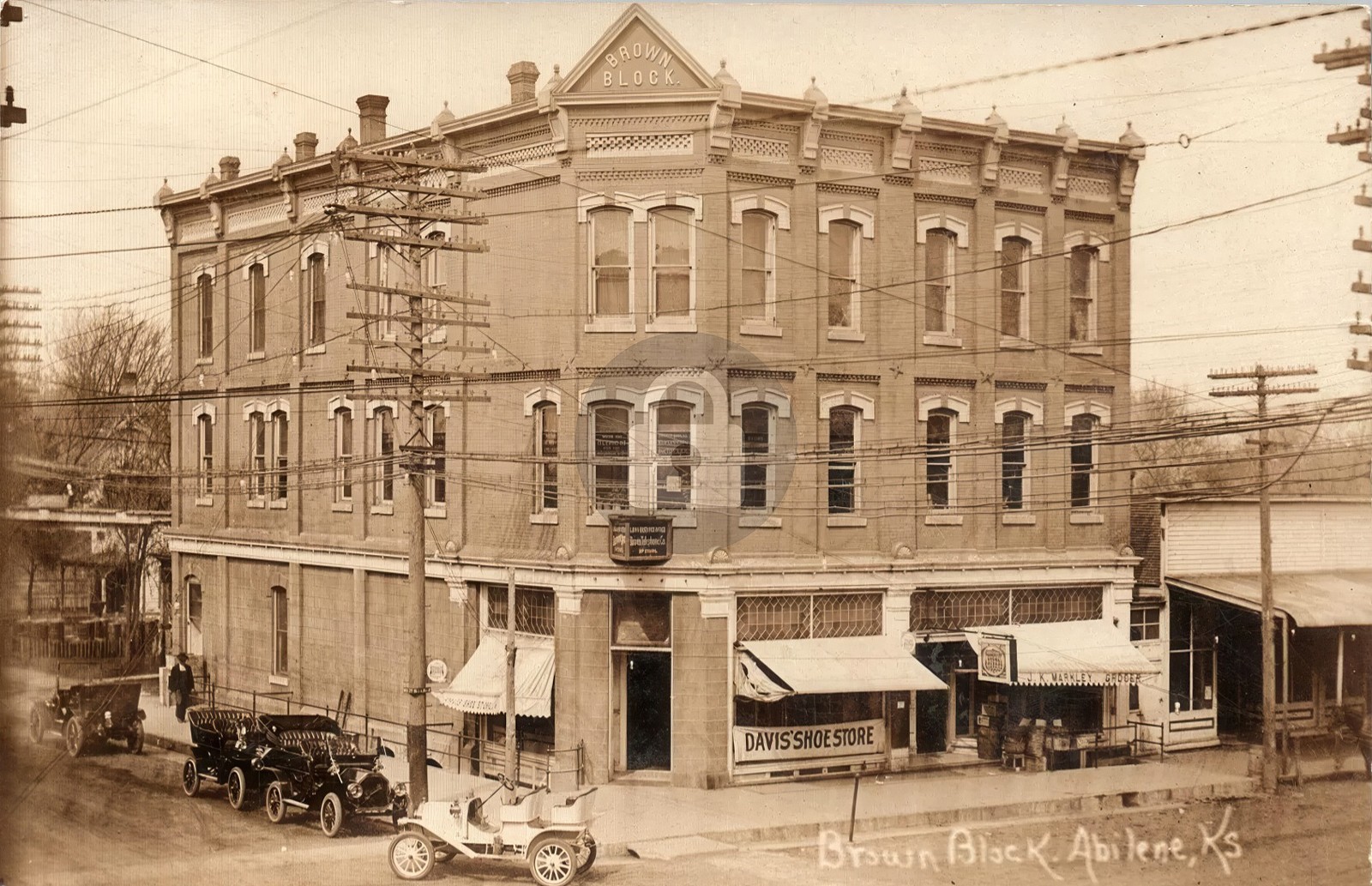 Abilene KS Kansas \'Brown Block\' Street View RPPC Photo Postcard COPY