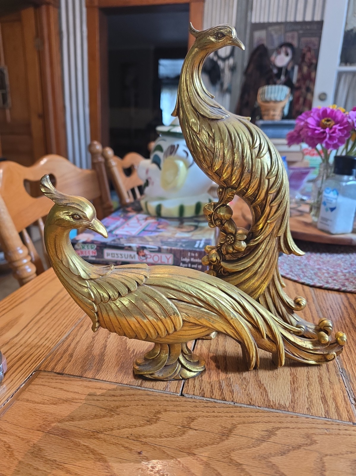 Syroco Peacock Pair Vtg Set of 2 Gold Tone Hollywood Regency MCM Peacocks Birds Syroco Peacock Pair Vtg Set of 2 Gold Tone Hollywood Regency MCM Peacocks Birds
