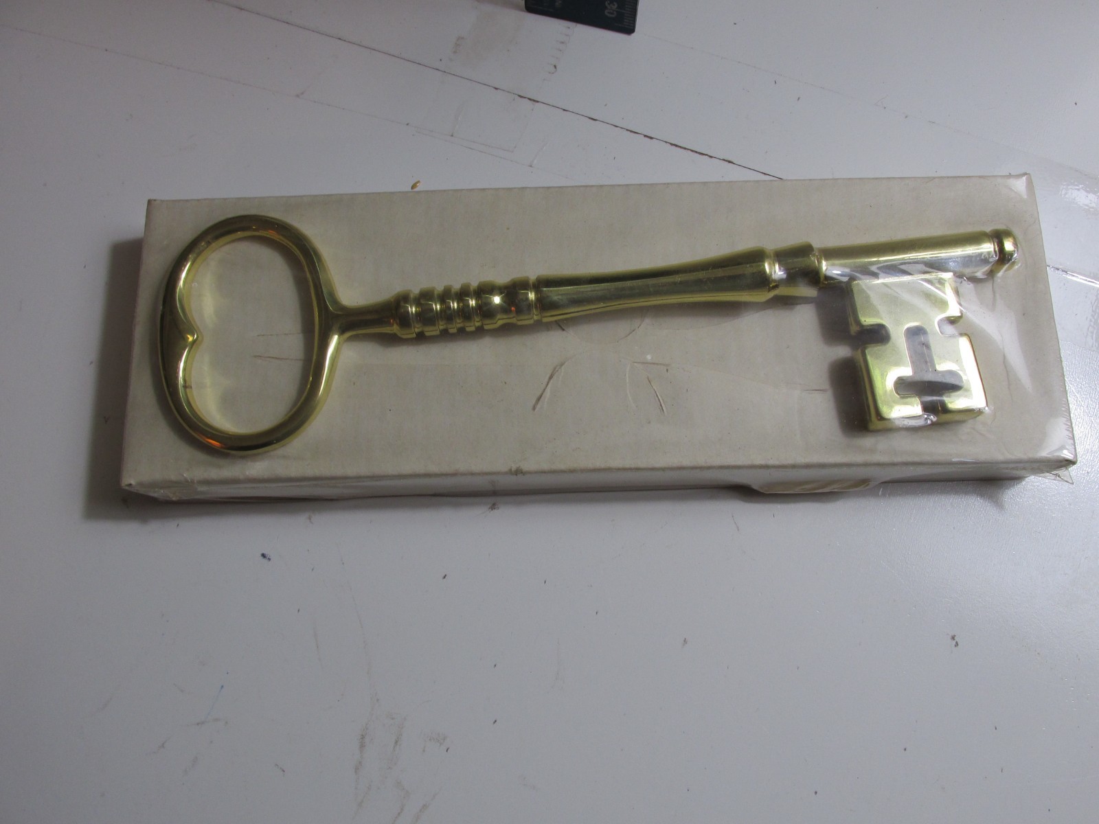 Unmarked Brass Skeleton Key Large Oversized 8 Inch New Old Stock