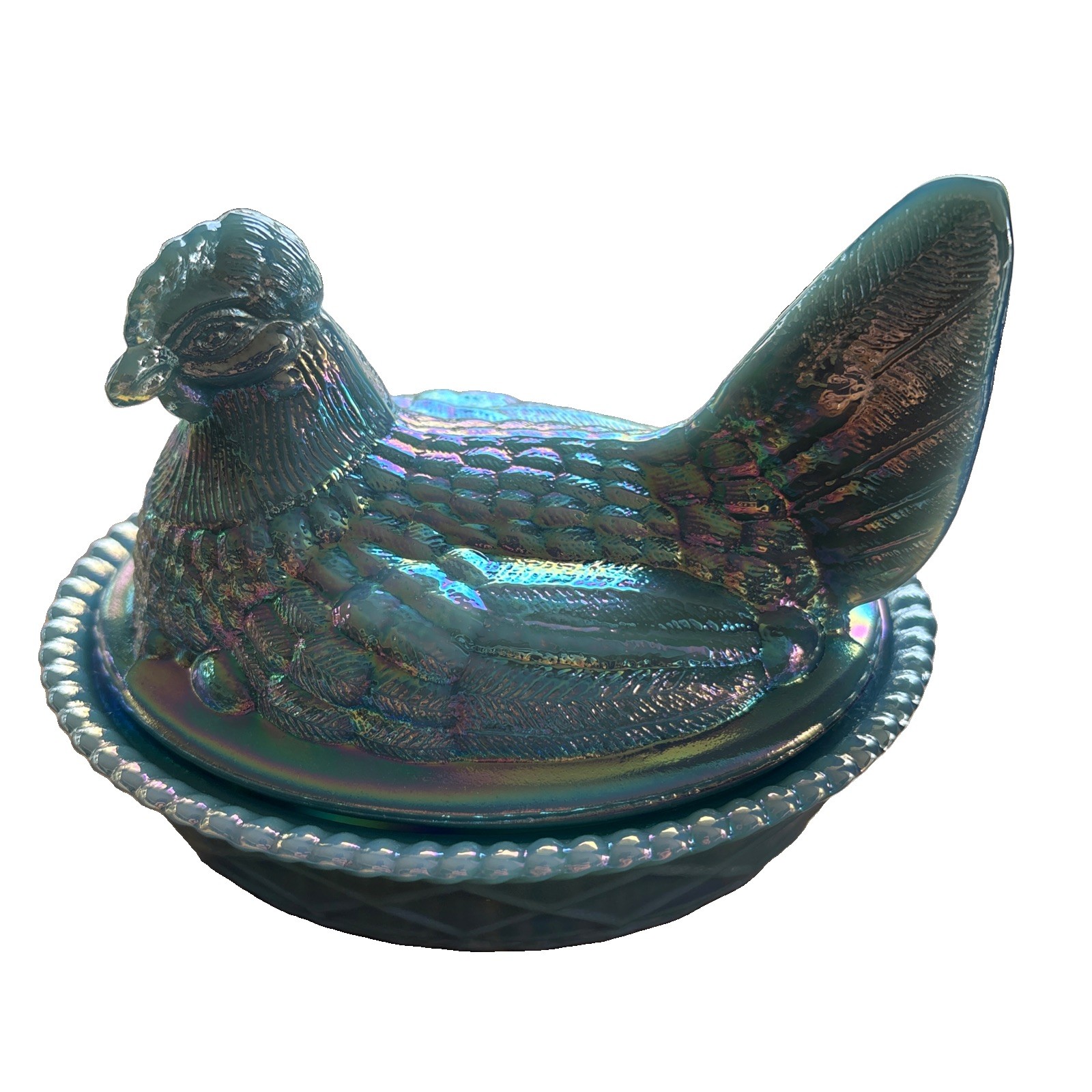 Mosser Rosso Georgia Blue Carnival Hen on Nest Chicken Split Tail on Woven Nest