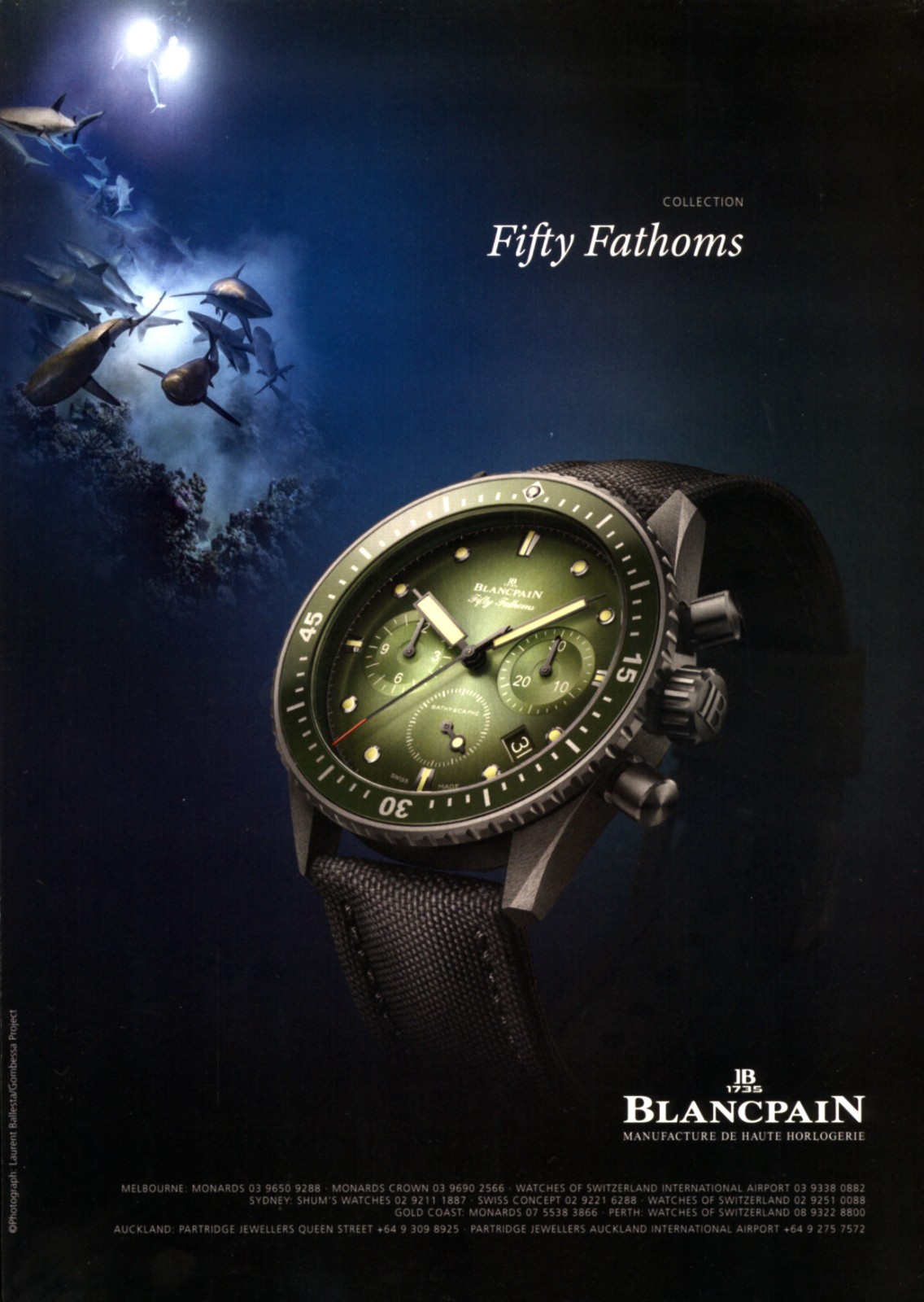 BLANCPAIN Fifty Fathoms Watch Original Magazine Print Ad BLANCPAIN Fifty Fathoms Watch Original Magazine Print Ad