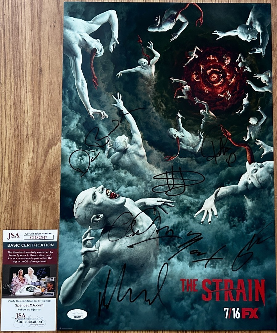 Strain cast signed 2017 SDCC poster David Bradley Kevin Durand Sammel Stoll JSA Strain cast signed 2017 SDCC poster David Bradley Kevin Durand Sammel Stoll JSA