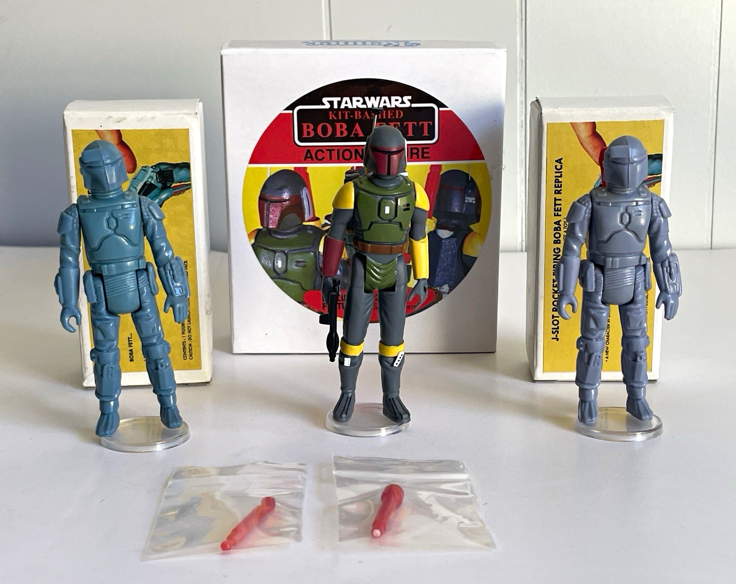 Vintage Star Wars Boba Fett Kit-Bashed Action Figure plus Rocket Firing figures