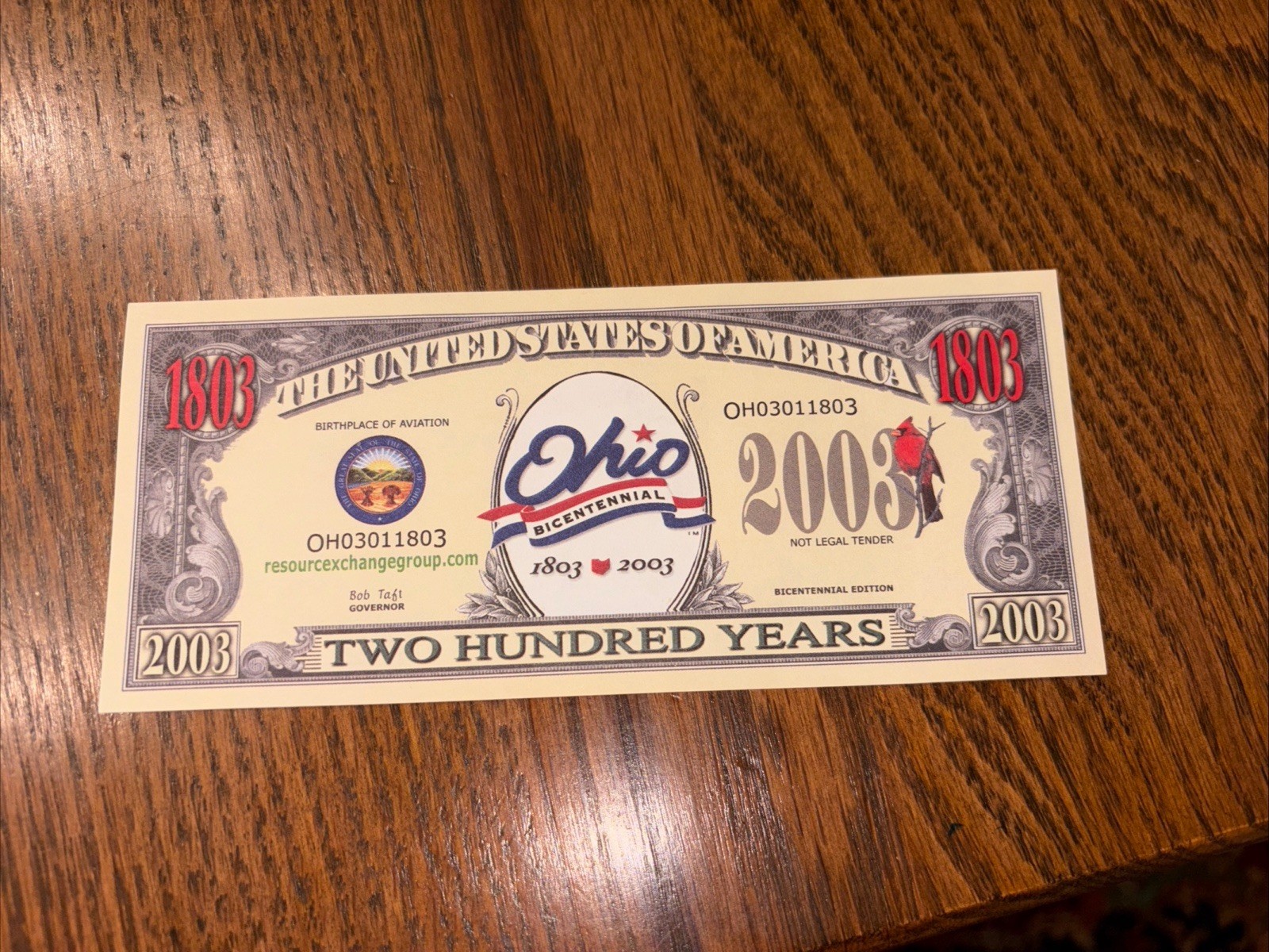 Ohio 1803-2003 Bicentennial Bill Ohio 1803-2003 Bicentennial Bill