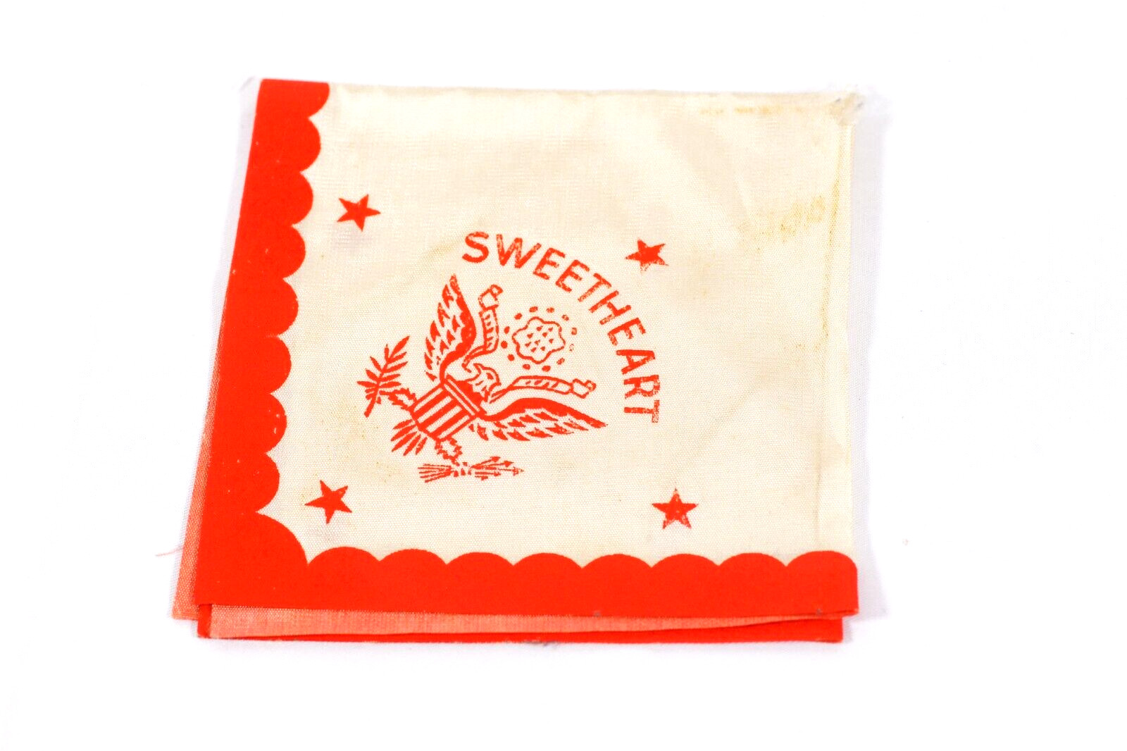 Sweetheart Vintage US Military Heraldic Eagle Handkerchief Napkin Sweetheart Vintage US Military Heraldic Eagle Handkerchief Napkin