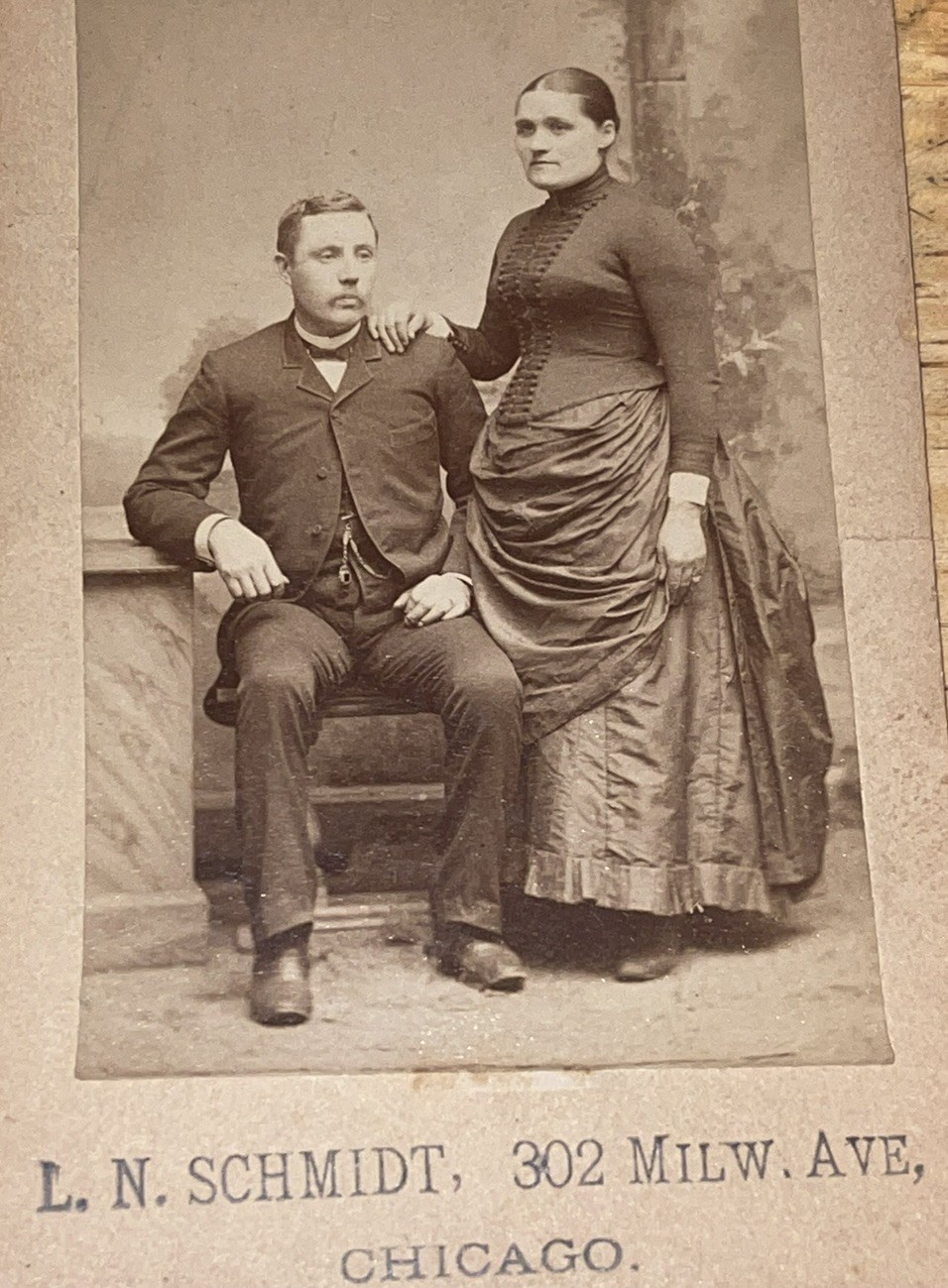 Rare Antique Cabinet Card Schmidt Couple Man Chair Photo Photograph 4” Rare Antique Cabinet Card Schmidt Couple Man Chair Photo Photograph 4”