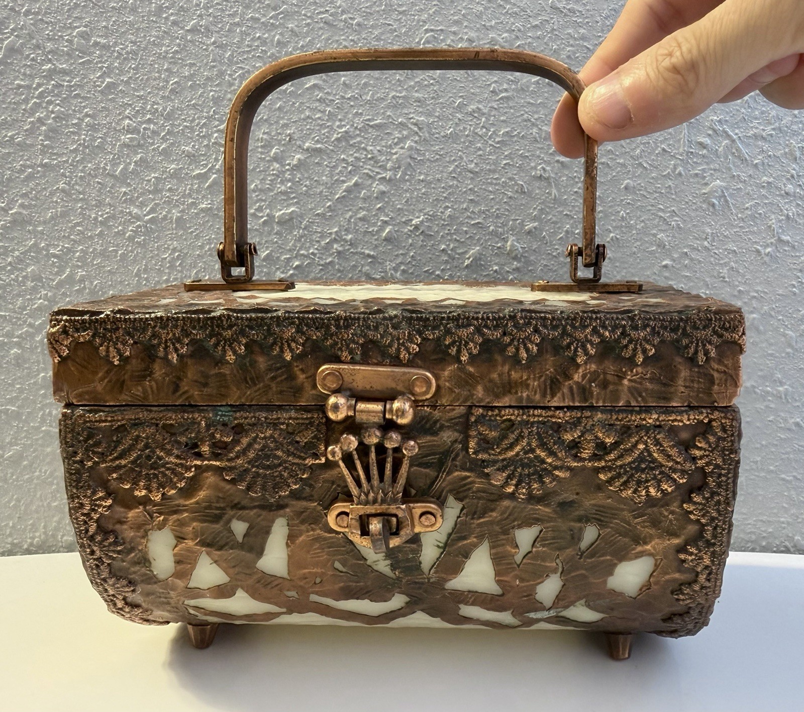 MCM Walborg Copper & Lucite Purse Copper Handle Clasp Vintage Handbag MCM Walborg Copper & Lucite Purse Copper Handle Clasp Vintage Handbag