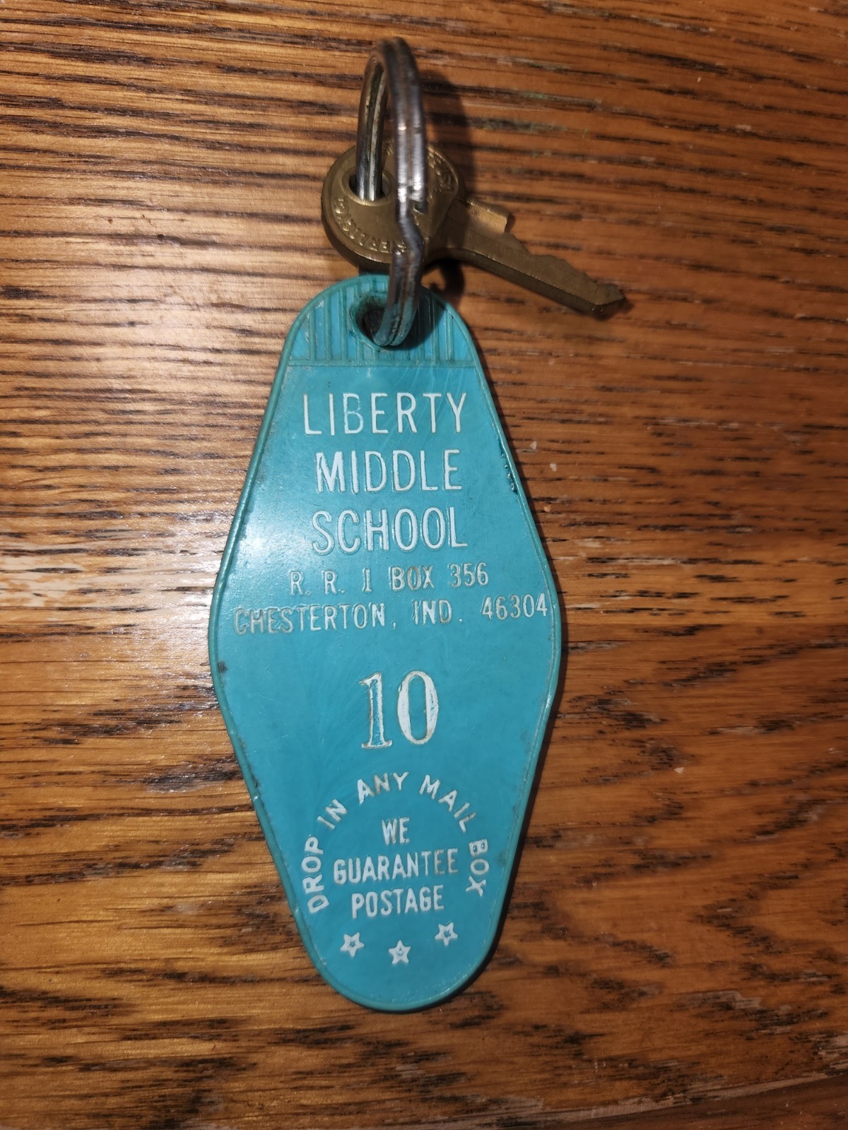 RARE VINTAGE 1960s LIBERTY MIDDLE SCHOOL KEY FOB CHESTERTON INDIANA ROOM 10 