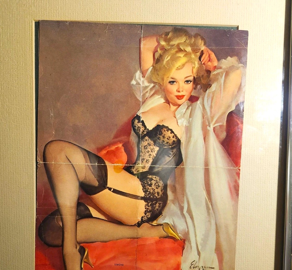 BB Stamped Vintage Pin-Up Art Paper Print/Poster \