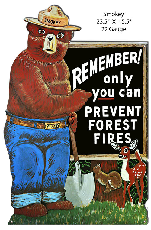 Vintage Style Metal Sign Smokey The Bear 23.5x15.5