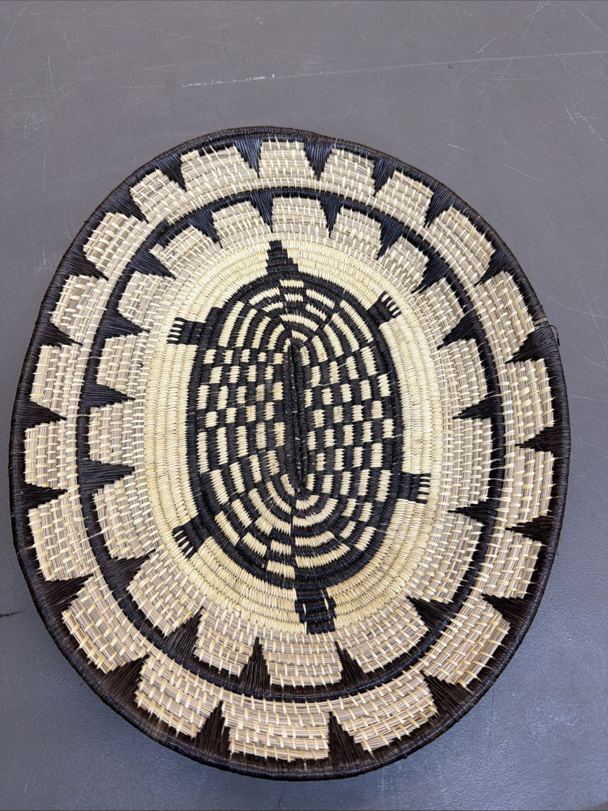 Vintage Wounaan Basket Tray Panama Turtle Motif Folk Art Vintage Wounaan Basket Tray Panama Turtle Motif Folk Art