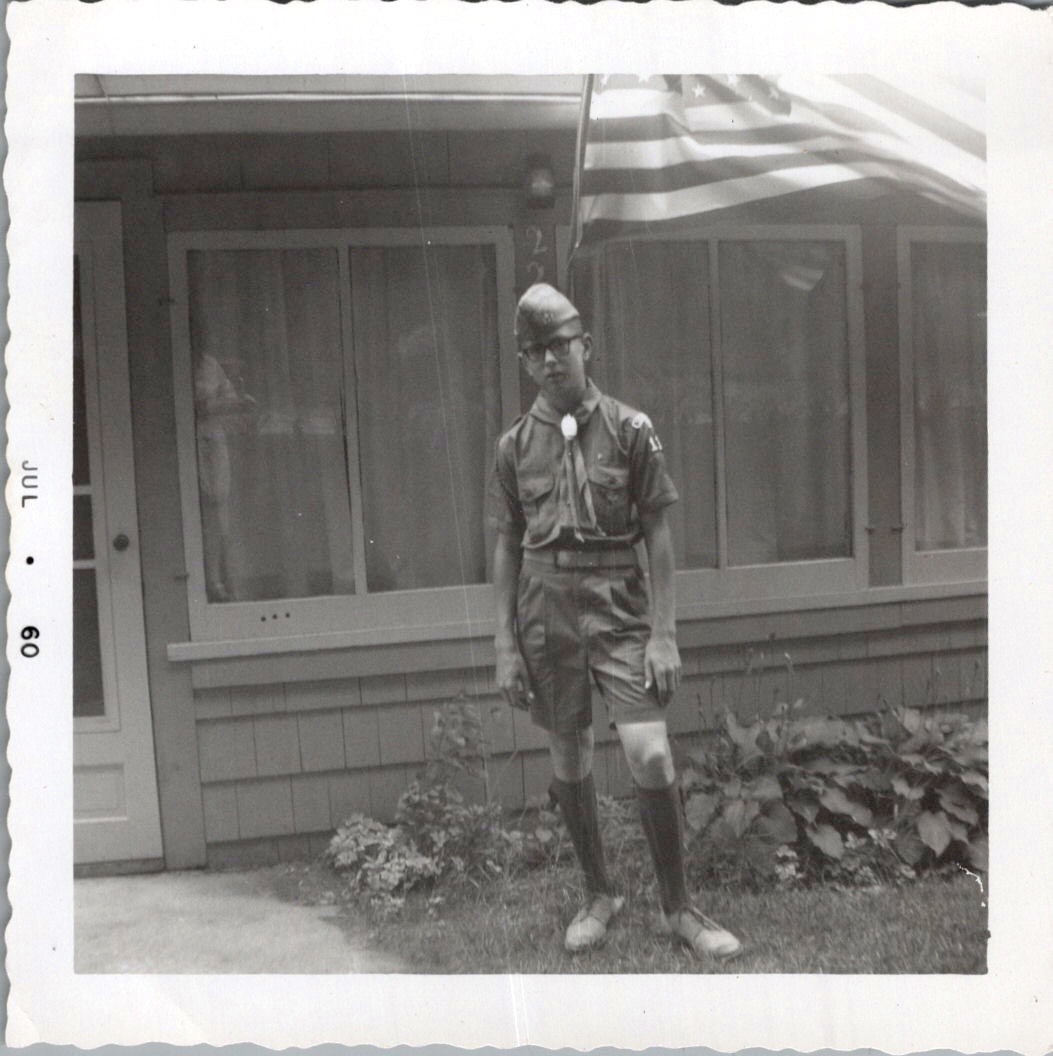 1960 Boy Scout Photograph Suburban Home American Flag Uniform Jul 60 Midcentury 1960 Boy Scout Photograph Suburban Home American Flag Uniform Jul 60 Midcentury