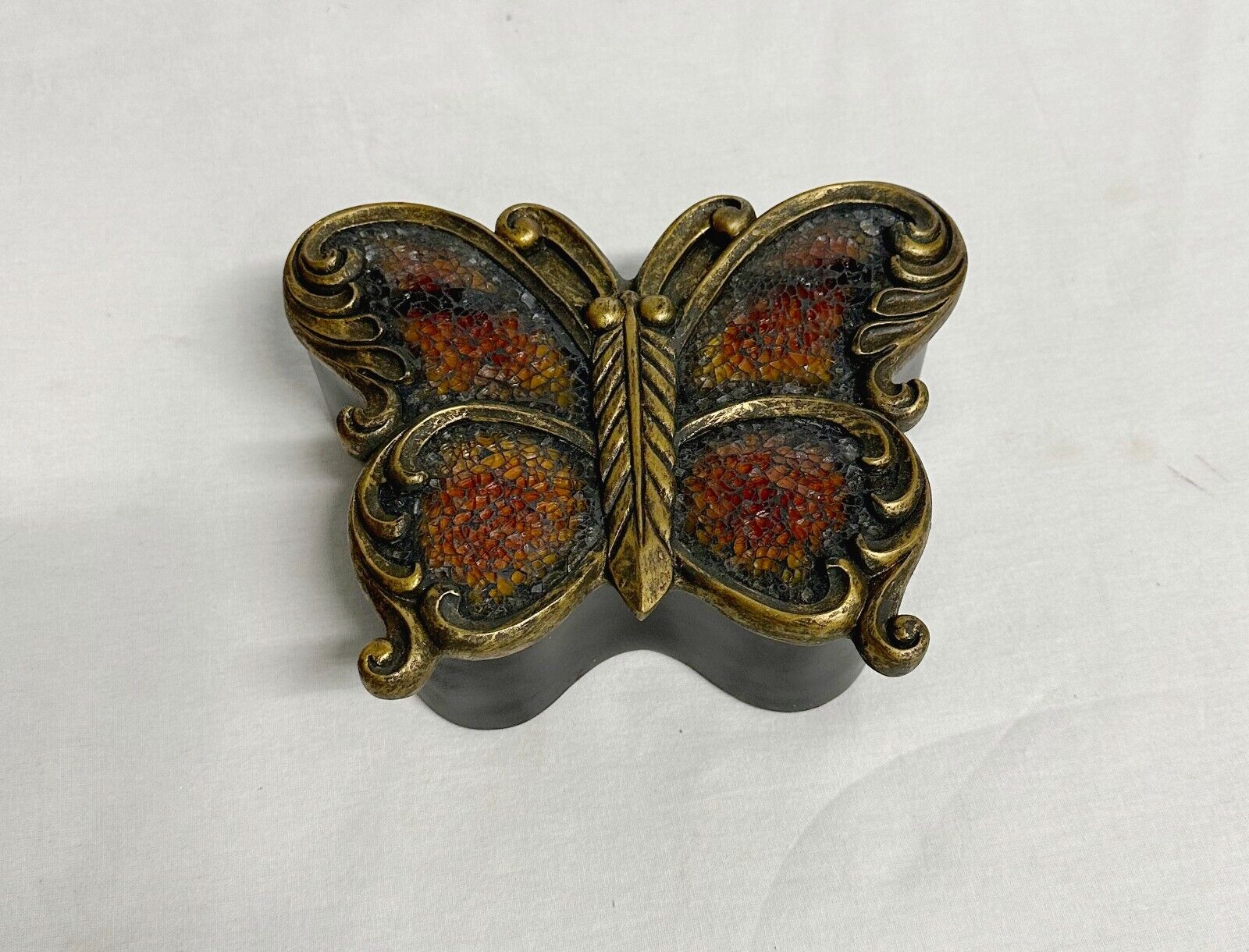 Butterfly Cracked Glass Trinket Jewelry Box