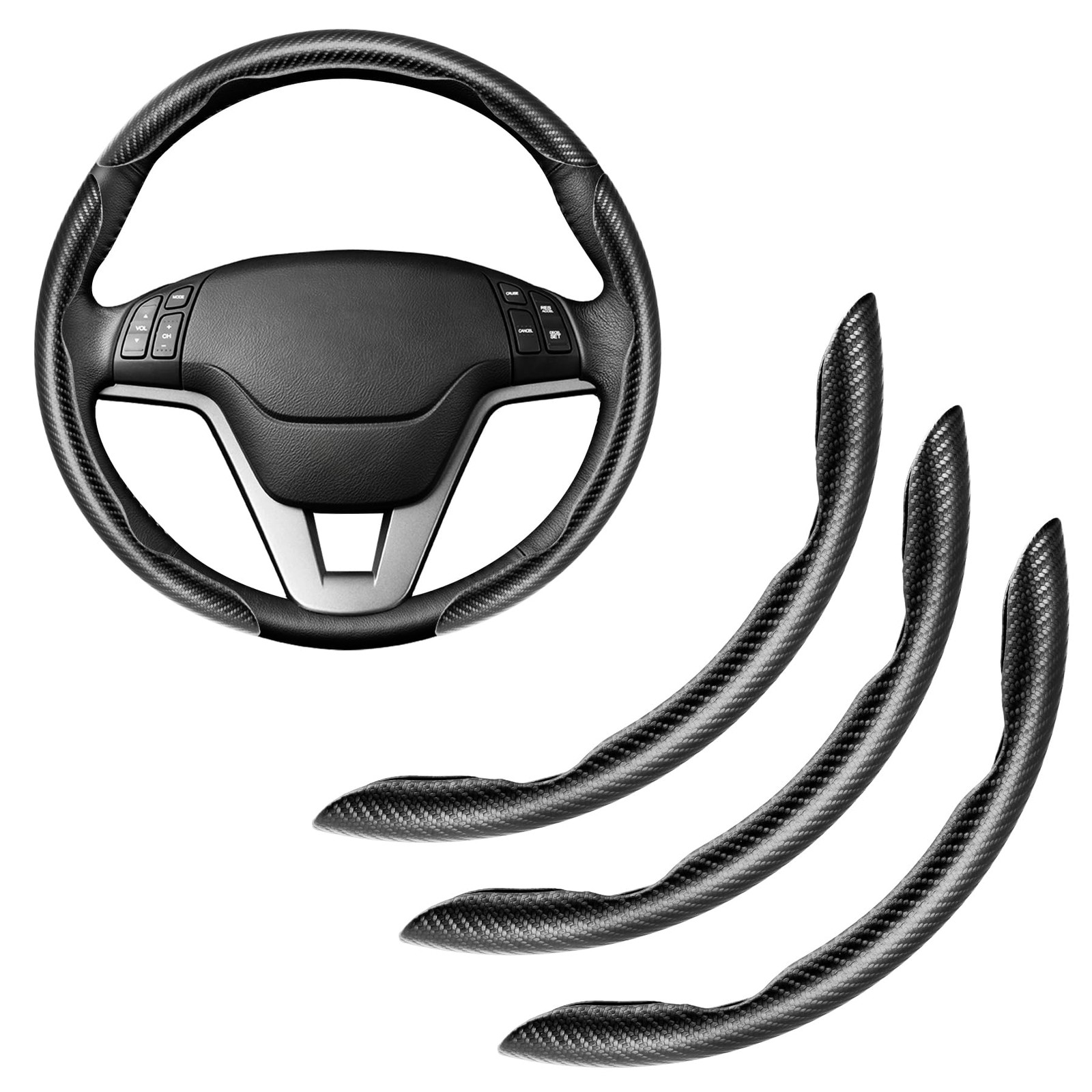 Amiss 3pcs Carbon Fiber Anti Skid Steering Wheel Cover Waterproof & Segmented Amiss 3pcs Carbon Fiber Anti Skid Steering Wheel Cover Waterproof & Segmented