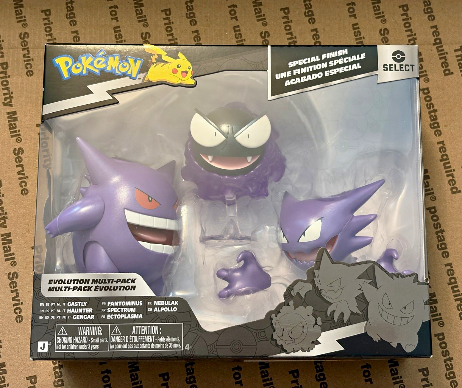 Pokemon Select Gastly Haunter Gengar Evolution MultiPack Special Finish Jazwares