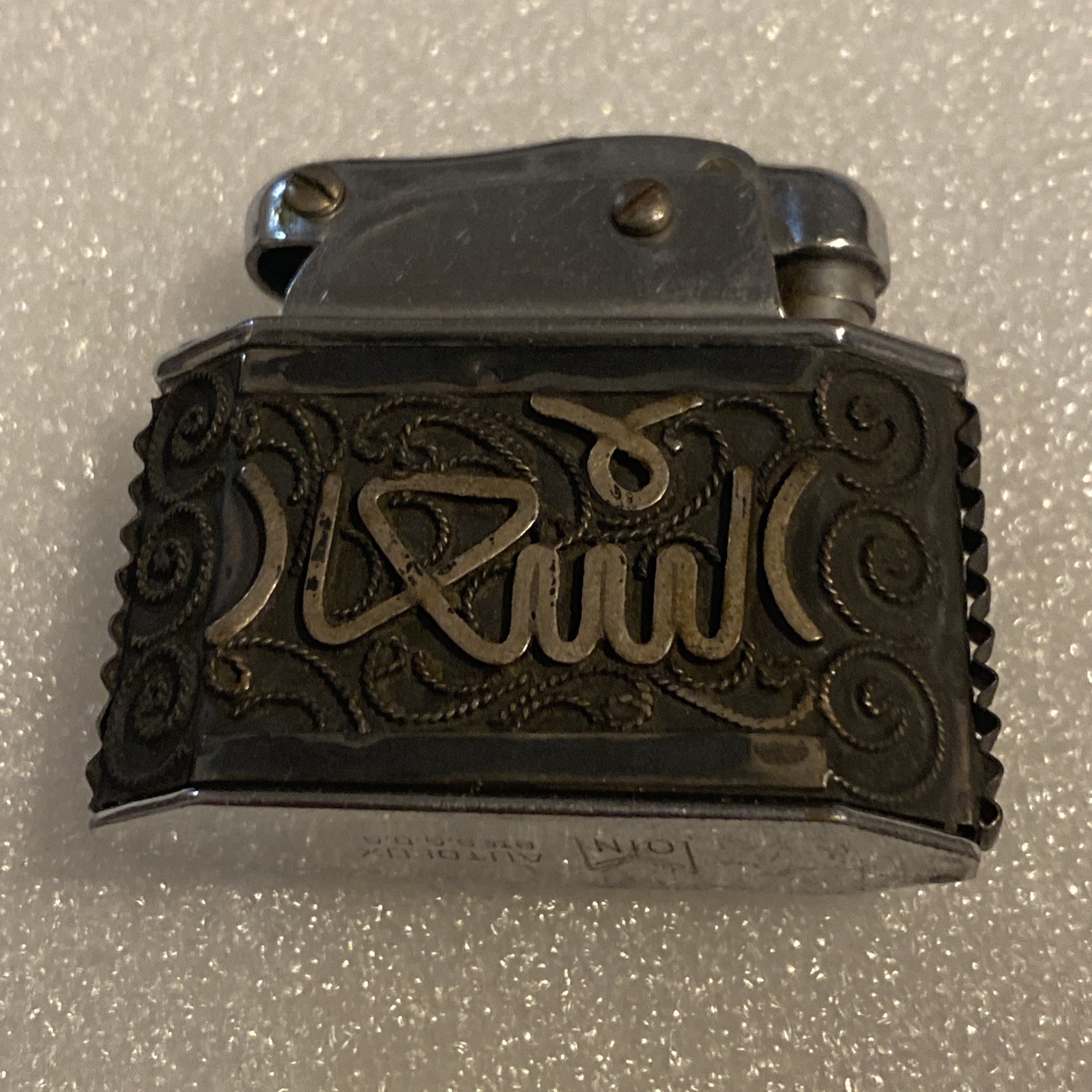 VTG MYON AUTOLUX LIGHTER ARABIC ART DECO STERLING SILVER FRANCE PETROL CAMEL