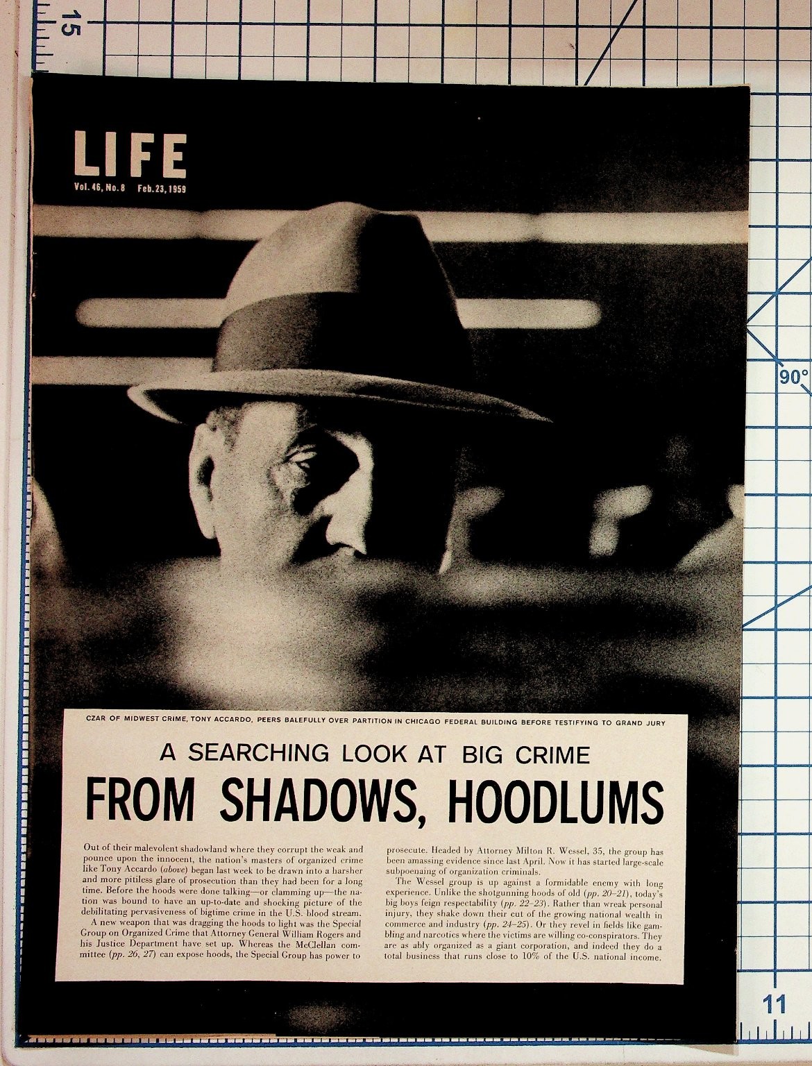 1959 LIFE Magazine Article: Tony Accardo Big Crime, Mafia, Hoodlums, Gangsters 1959 LIFE Magazine Article: Tony Accardo Big Crime, Mafia, Hoodlums, Gangsters