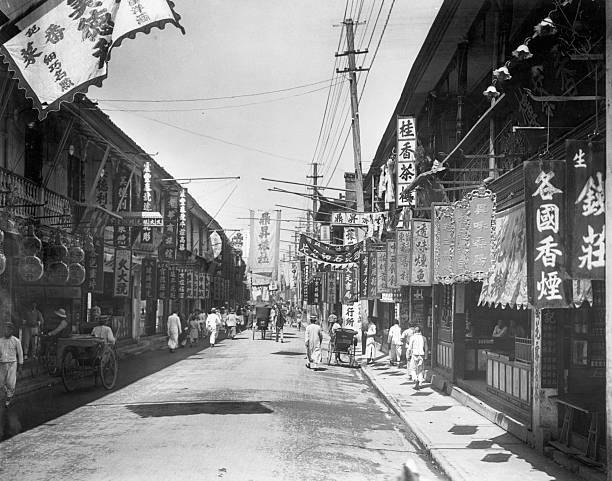 Shanghai China View Of A Commercial Street In The Old Section OLD PHOTO