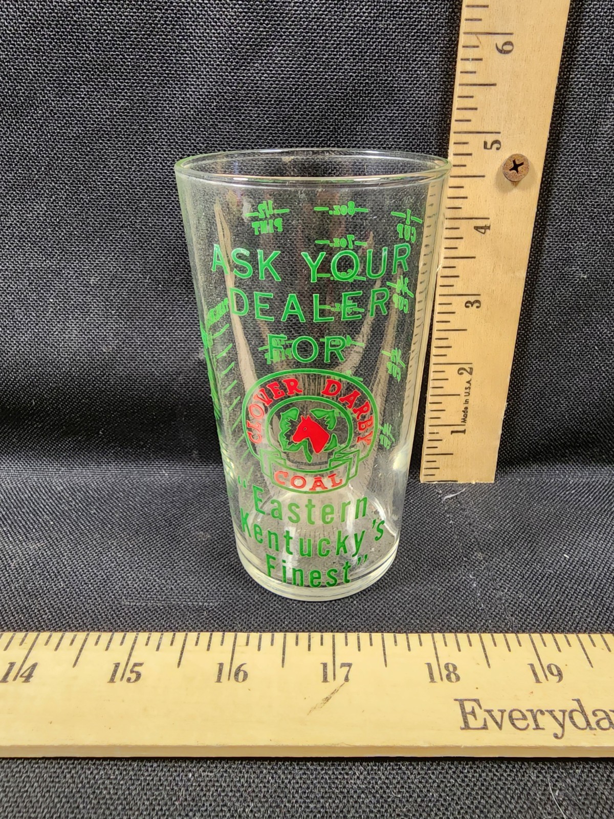 Clover Darby Kentucky Coal Advertising Measuring Cup Great Shape GeneralStore 