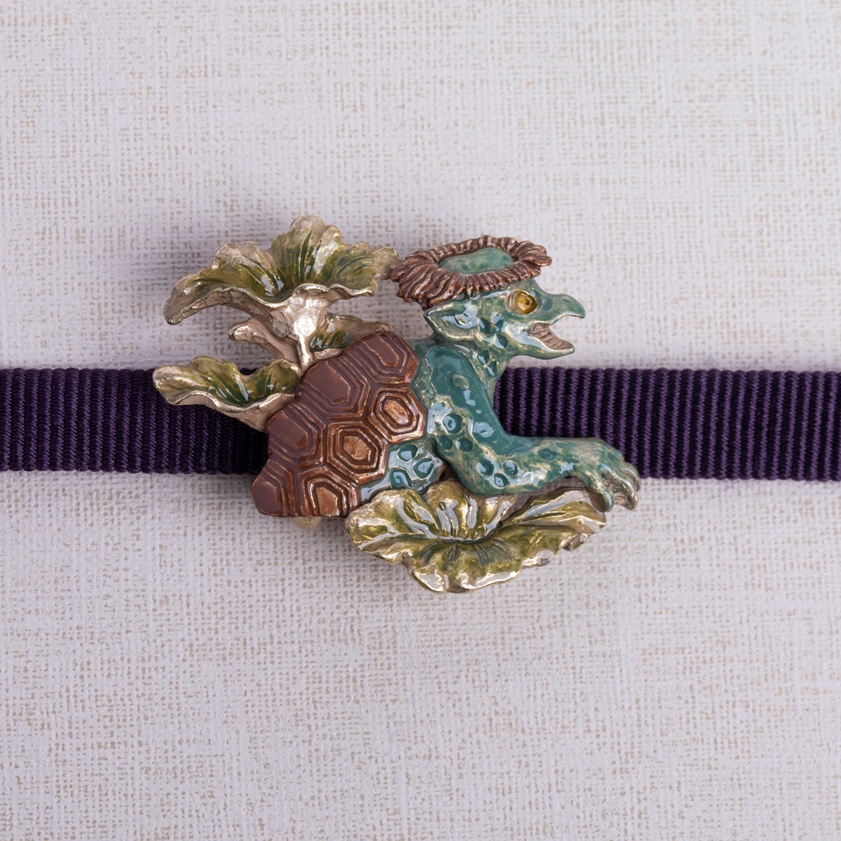 Kappa Yokai kimono Obi-dome （sash clip） Japanese folk monster with Luxury Box