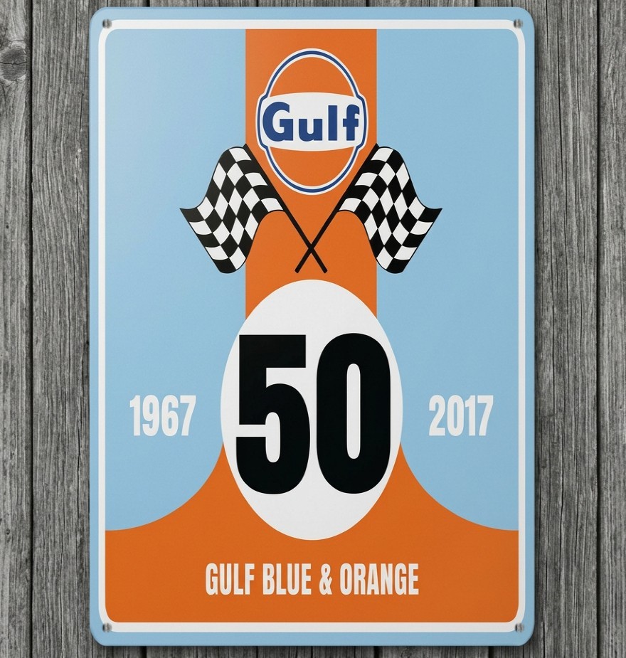 Gulf Racing 1967 - 2017 Blue & Orange 8 x 12 Novelty Metal Sign USA Made New Gulf Racing 1967 - 2017 Blue & Orange 8 x 12 Novelty Metal Sign USA Made New