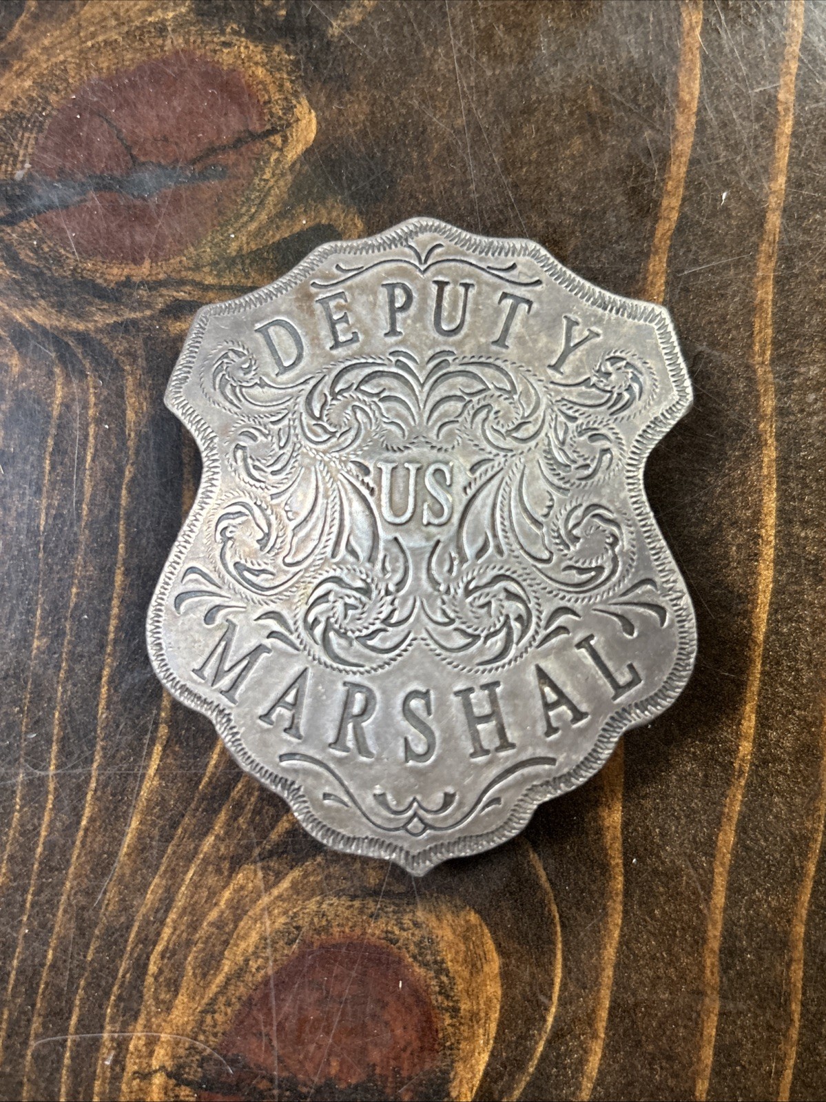Vintage Deputy US Marshal PInback Scrolled Badge Vintage Deputy US Marshal PInback Scrolled Badge