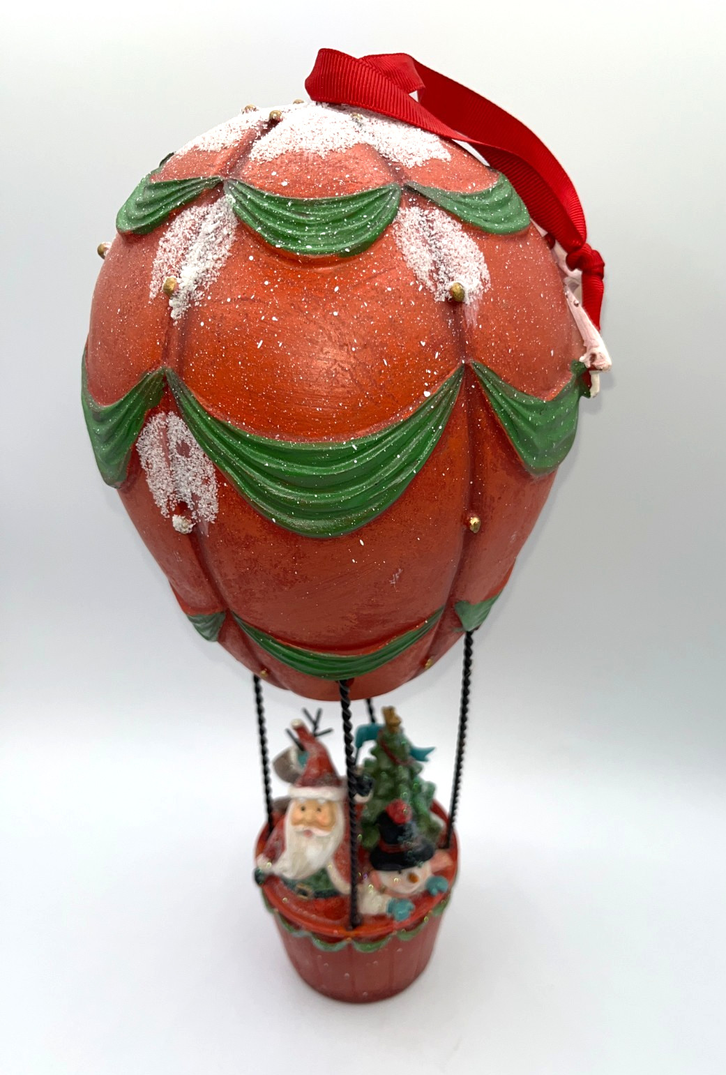 Vintage Large Hot Air Balloon Santa Reindeer Frosty Frohes Fest Christmas Decor