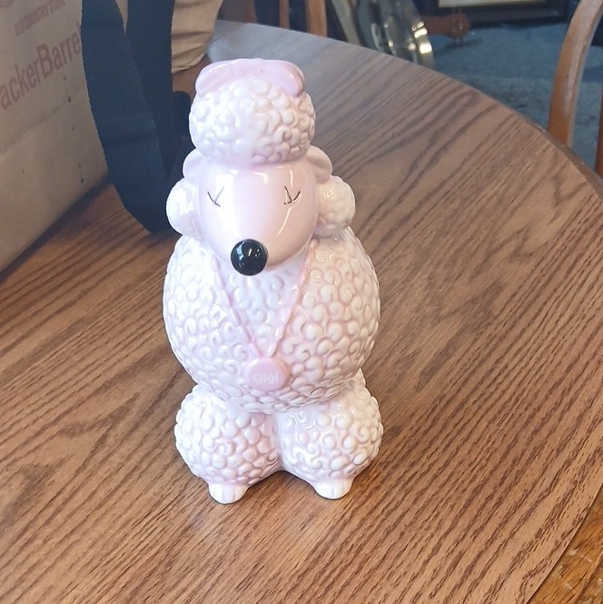 Pink Poodle Dog Ceramic Piggy Bank Coin Bank Animal Theme Money Saver