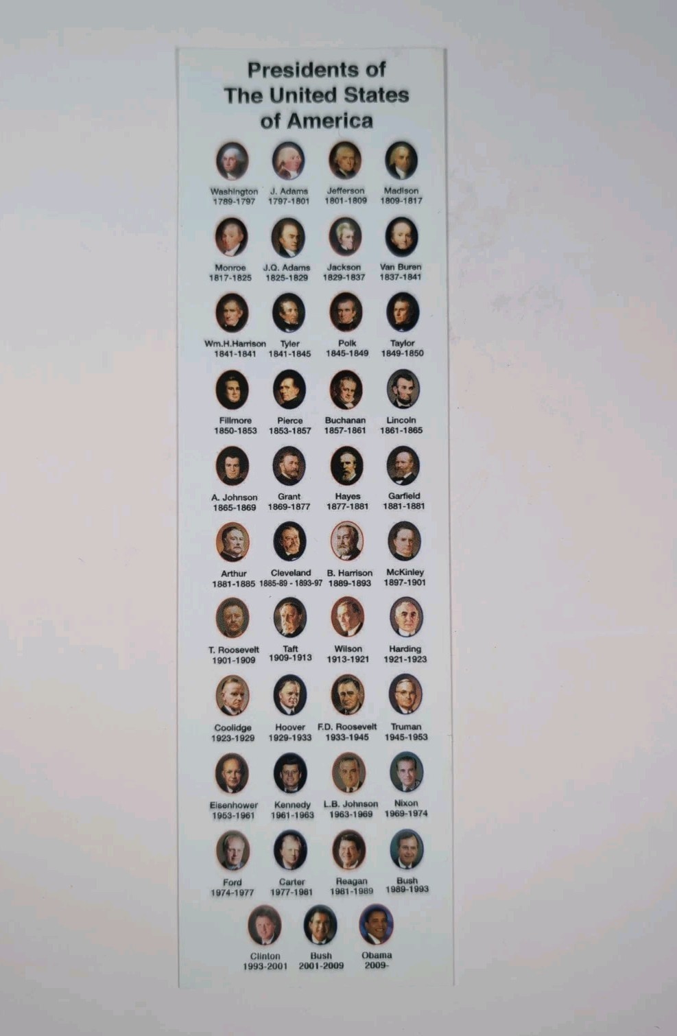 Bookmark - Presidents of the United States of America  -Pics Washington To Obama