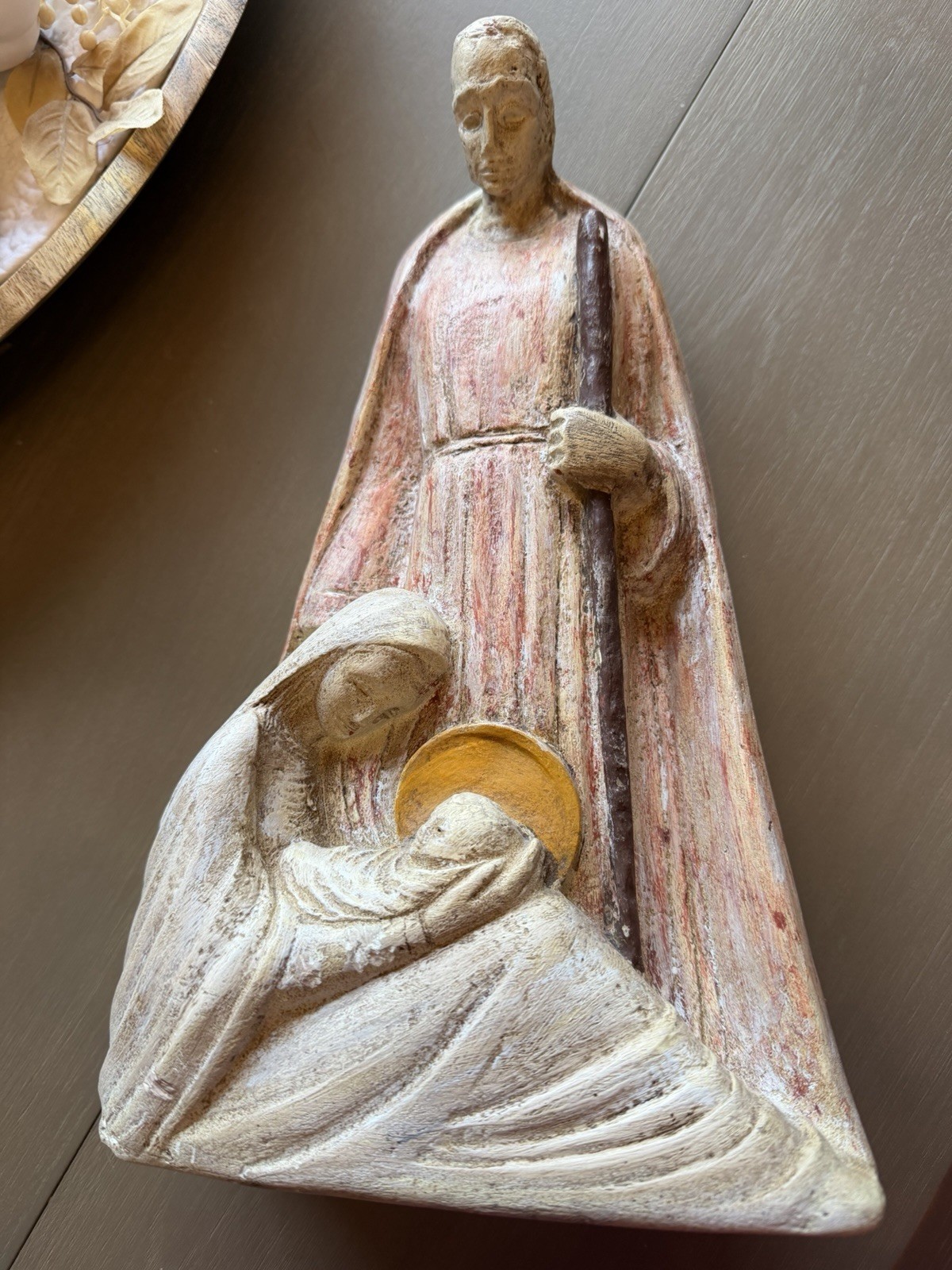 Vintage Early Chalkware Holy Family , Grail Pottery? 
