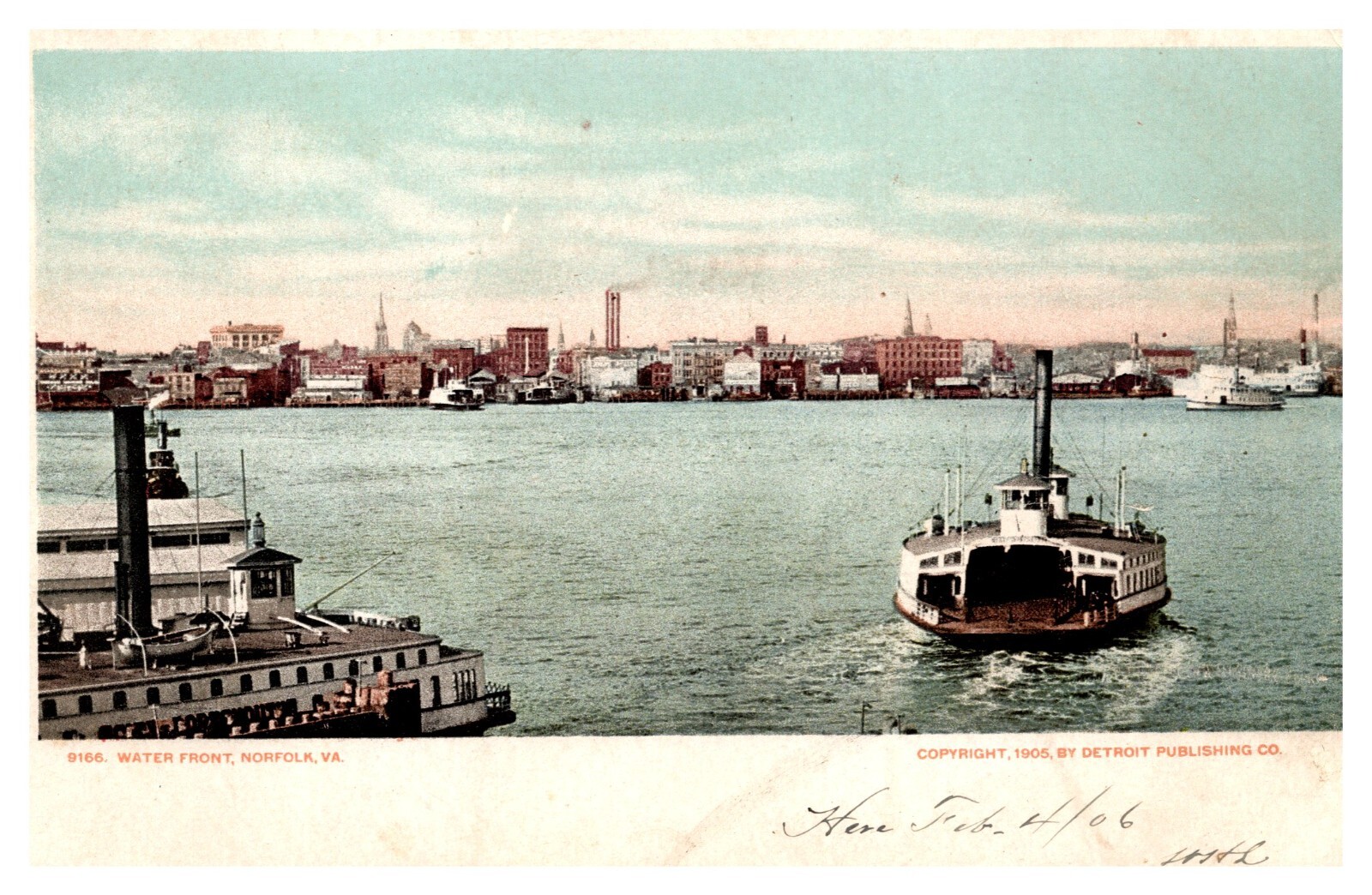 postcard Steamers-Water Front Norfolk Virginia 1905 Detroit Publishing Co. A3868