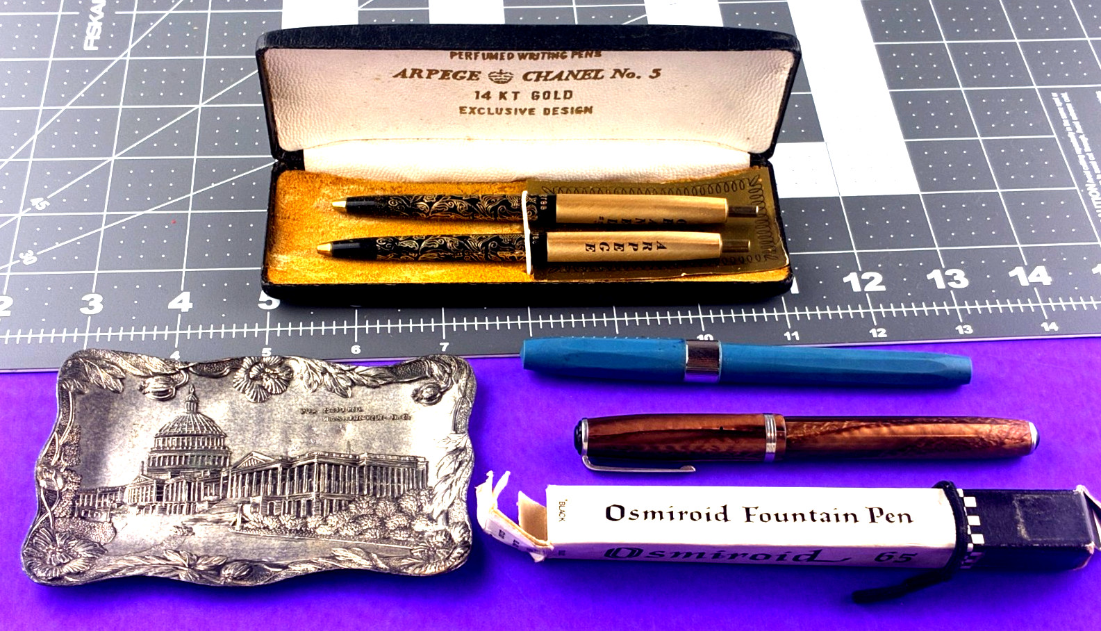 Vintage Osmiroid Fountain pen England #2668 @ 2 Chanel #5 ink @ Capital Tray  JA