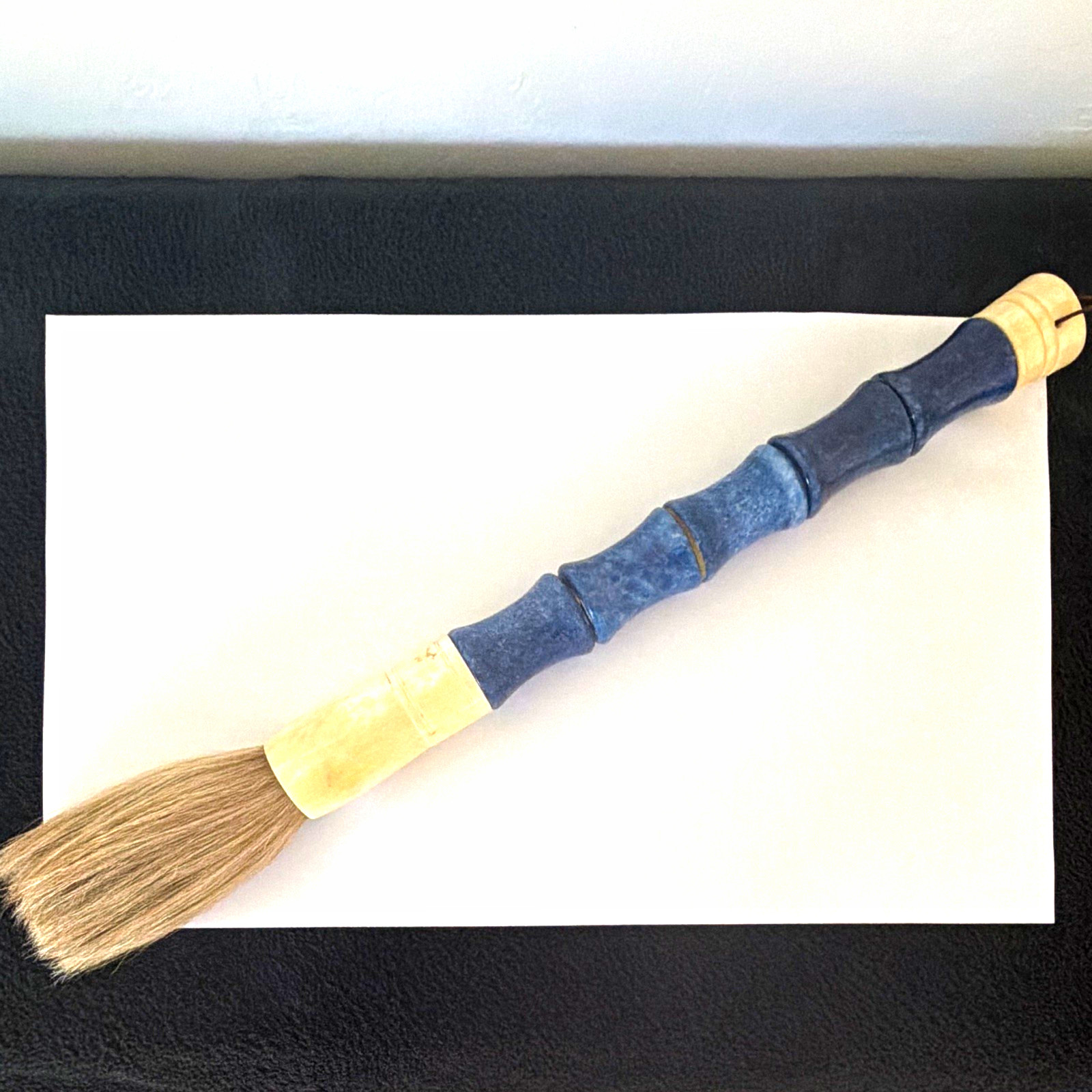 Vintage Handcrafted Large Calligraphy Brush w/Bone & Natural Blue Quartz Handle Vintage Handcrafted Large Calligraphy Brush w/Bone & Natural Blue Quartz Handle