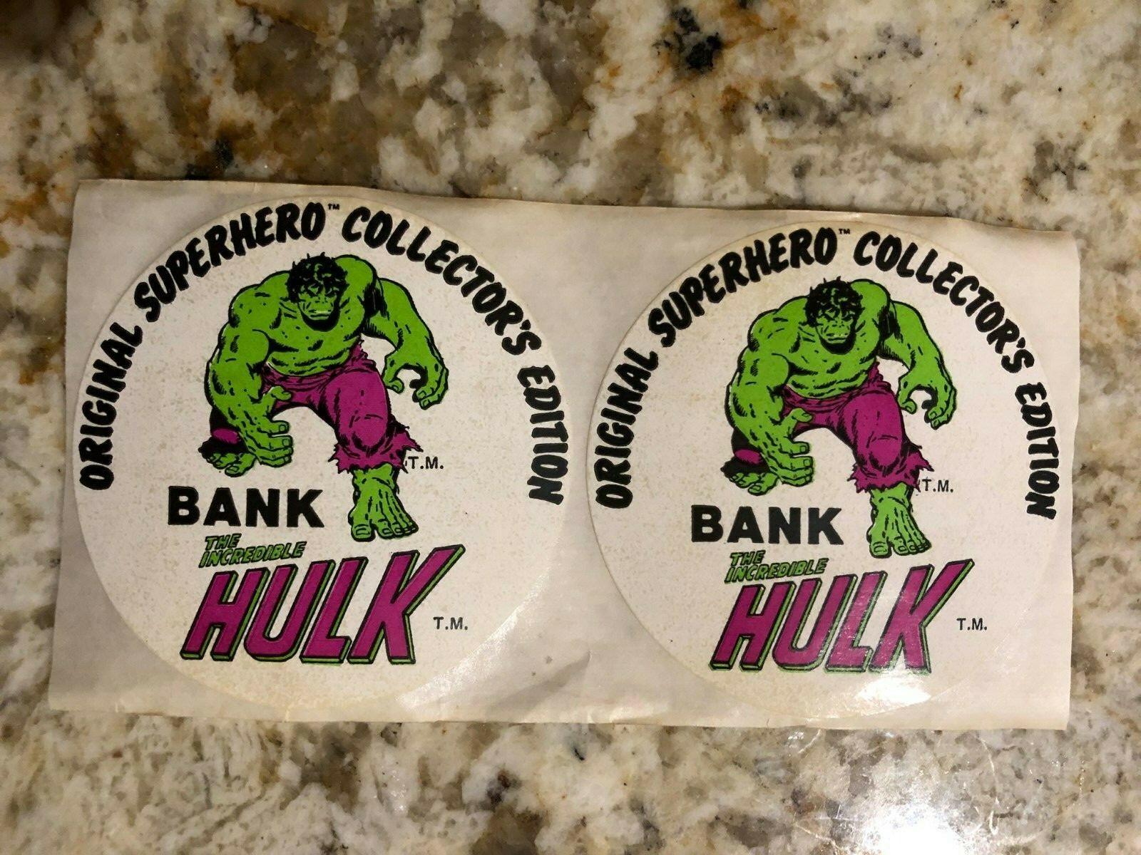 Original NOS Stickers,1978 Incredible HULK SUPERHERO PIGGY BANK, MARVEL COMICS Original NOS Stickers,1978 Incredible HULK SUPERHERO PIGGY BANK, MARVEL COMICS