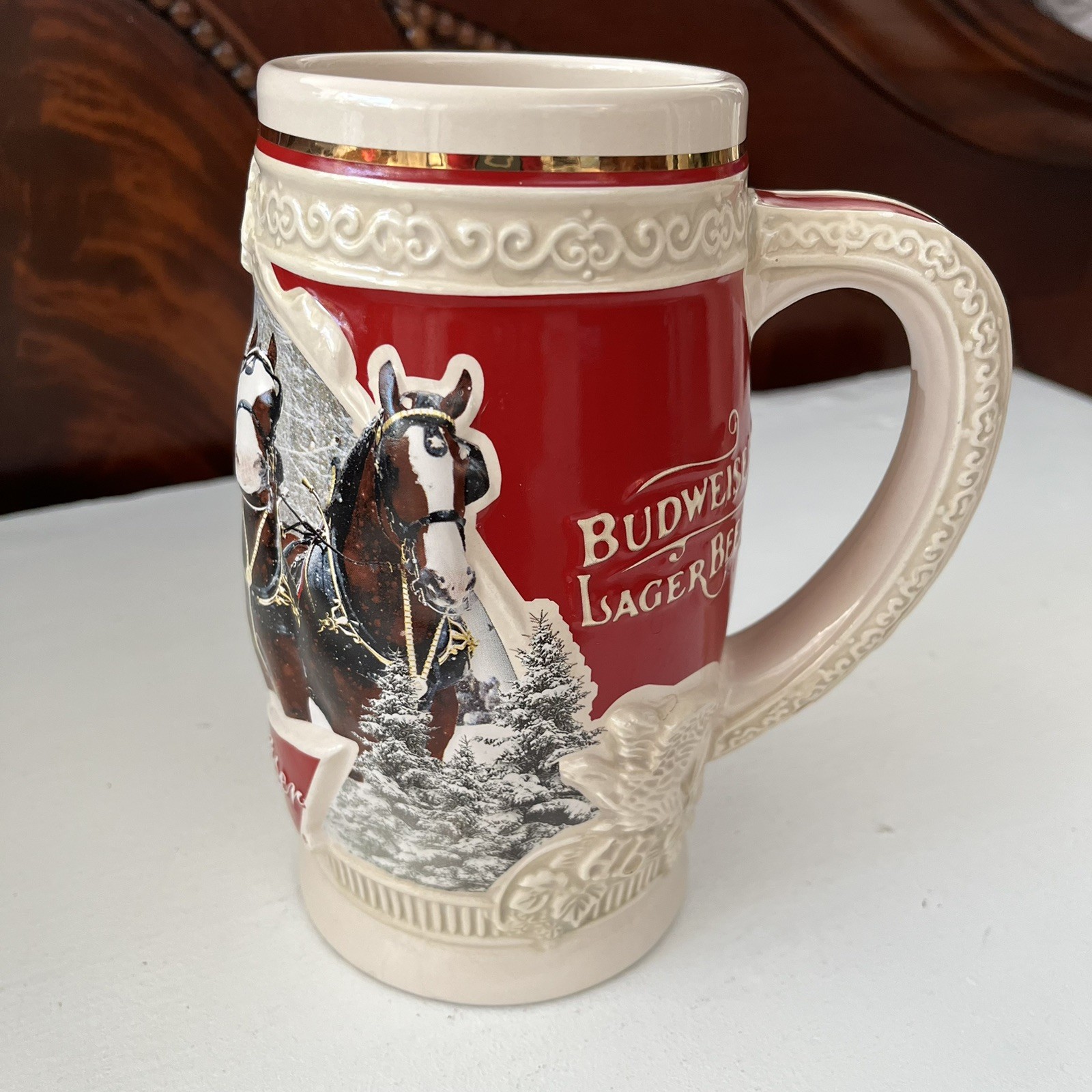 2015 Budweiser Annual Edition Holiday Beer Stein 35th Anniversary First Snow