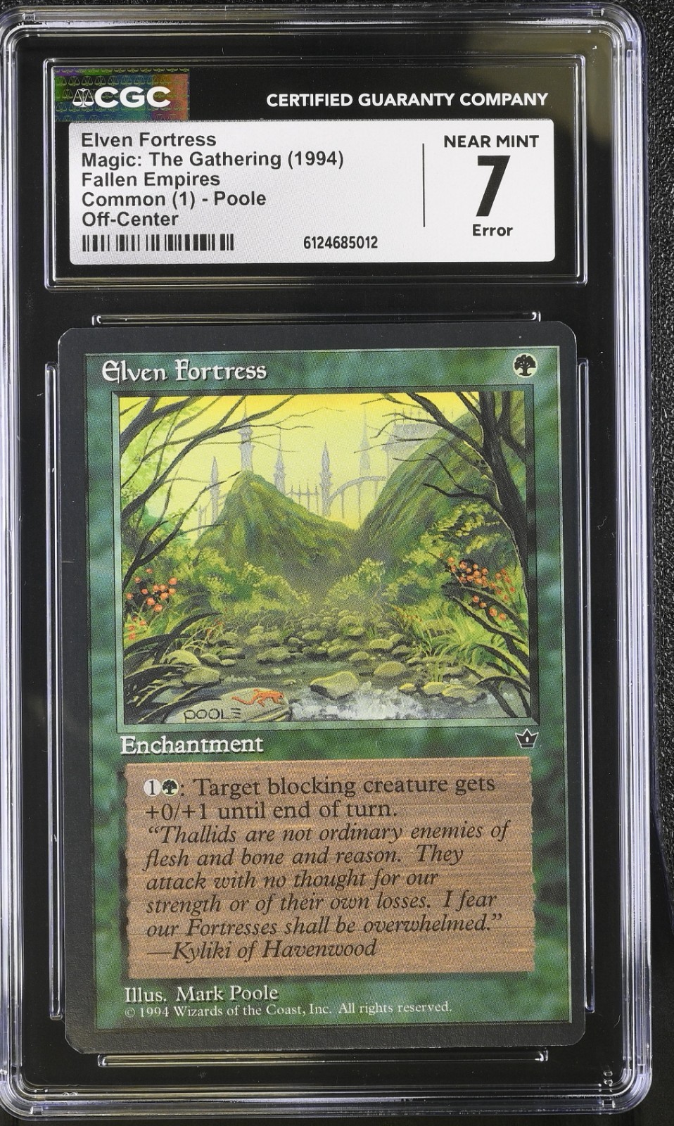 Elven Fortress CGC 7 Error Magic the Gathering 1994 Fallen Empires Off-Center