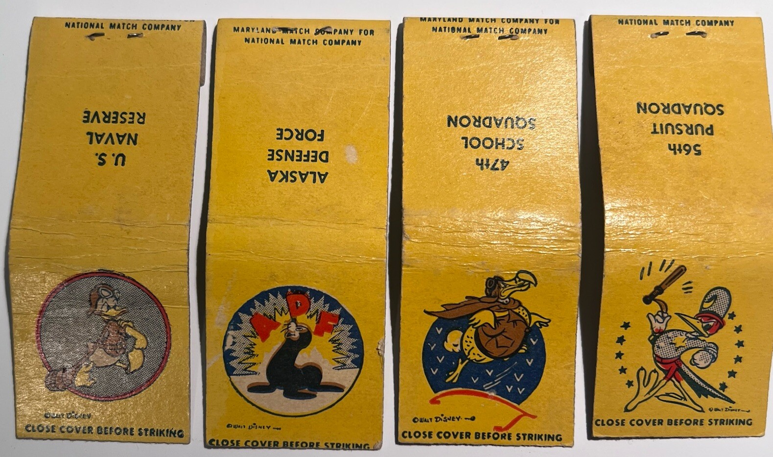 4 Vintage WALT DISNEY Studio Matchbook Covers Excellent UNSTRUCK Cond. 1940s #5