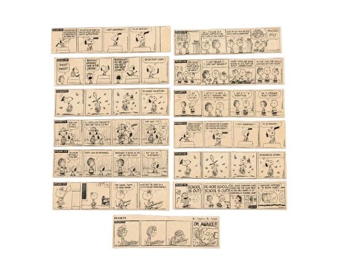 1971-72 Vintage Peanuts Comic Strips Lot 13 Snoopy Charlie Brown Schulz