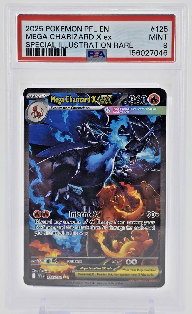PSA 9 2025 MEGA CHARIZARD X EX POKEMON CARD SPECIAL ILLUSTRATION RARE MINT 9 125 PSA 9 2025 MEGA CHARIZARD X EX POKEMON CARD SPECIAL ILLUSTRATION RARE MINT 9 125