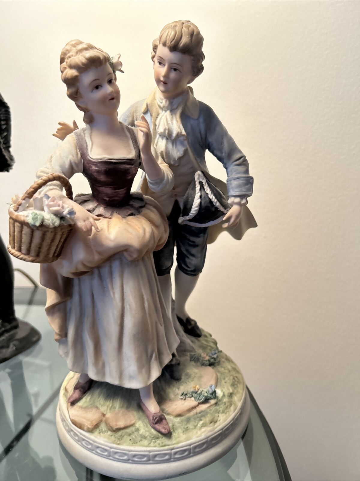 Andrea by Sadek Colonial Man & Woman Porcelain Bisque Figures 7578