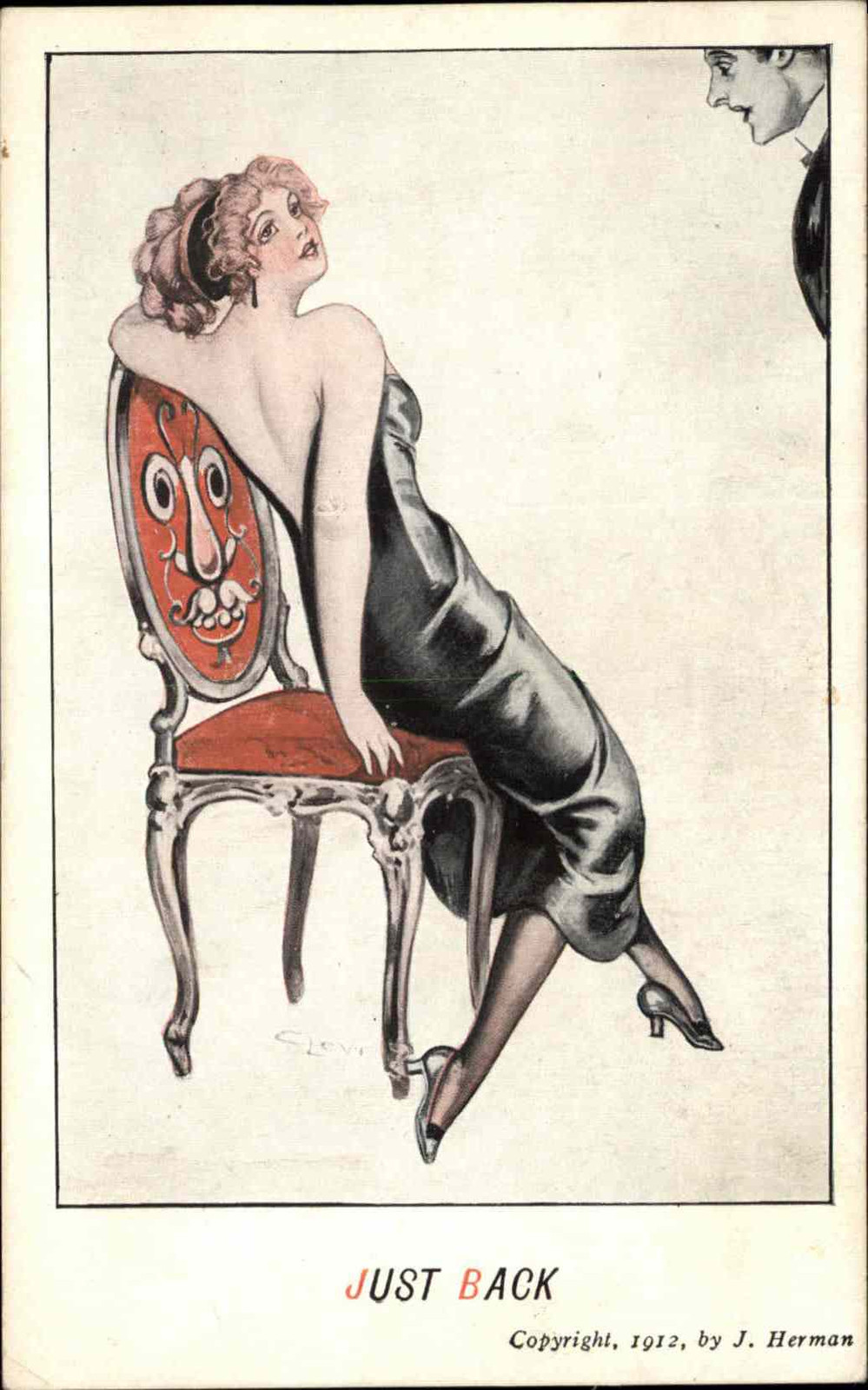METAMORPHIC FANTASY Beatuiful Woman Antique Chair w Face on It Postcard METAMORPHIC FANTASY Beatuiful Woman Antique Chair w Face on It Postcard