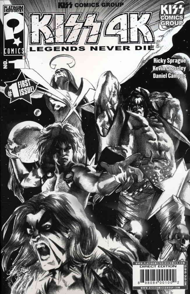 Kiss 4K #1B VF/NM; Platinum | Gene Simmons Band B&W - w/Bag+Board