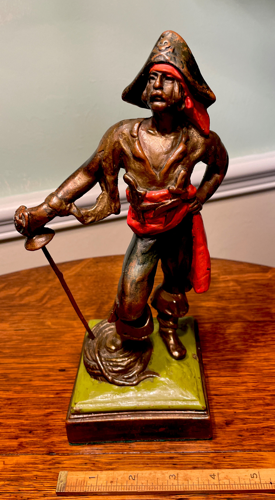 A Paul Herzel Pompeian Bronze Clad Pirate c.1922, w/ Good Original Paint: ARRRGH