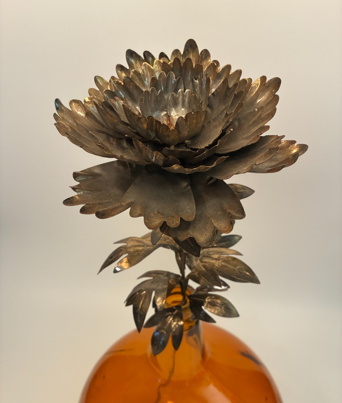 Vintage 50s BRASS PEONY FLOWER STEM Long 28 Vintage 50s BRASS PEONY FLOWER STEM Long 28
